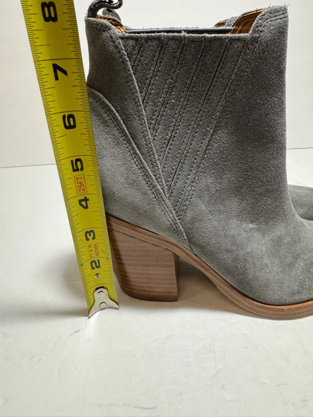 New Marc Fisher Women's Gadri Grey Suede Leather Western Ankle Booties Size 7